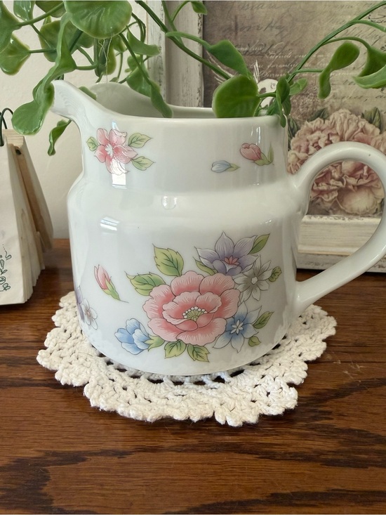 FTDA Other - Vintage Floral Pitcher – 4" Tall, Cottagecore Charm